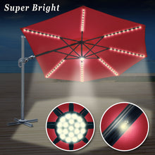 Load image into Gallery viewer, STRONG CAMEL Outdoor 11.5 FT Offset Cantilever Umbrella Solar LED Light Outdoor Patio Market Hanging Umbrella with Cross Base (Burgundy)