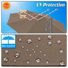 Load image into Gallery viewer, STRONG CAMEL Outdoor 11.5 FT Offset Cantilever Umbrella Solar LED Light Outdoor Patio Market Hanging Umbrella with Cross Base (Cocoa)