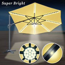 Load image into Gallery viewer, STRONG CAMEL Outdoor 11.5 FT Offset Cantilever Umbrella Solar LED Light Outdoor Patio Market Hanging Umbrella with Cross Base (Beige)