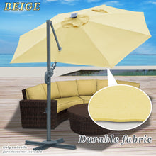 Load image into Gallery viewer, STRONG CAMEL Outdoor 11.5 FT Offset Cantilever Umbrella Solar LED Light Outdoor Patio Market Hanging Umbrella with Cross Base (Beige)