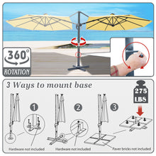 Load image into Gallery viewer, STRONG CAMEL Outdoor 11.5 FT Offset Cantilever Umbrella Solar LED Light Outdoor Patio Market Hanging Umbrella with Cross Base (Beige)