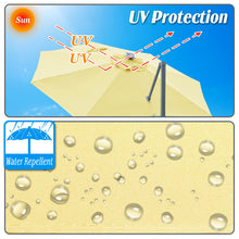 Load image into Gallery viewer, STRONG CAMEL Outdoor 11.5 FT Offset Cantilever Umbrella Solar LED Light Outdoor Patio Market Hanging Umbrella with Cross Base (Beige)