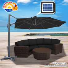 Load image into Gallery viewer, STRONG CAMEL Outdoor 11.5 FT Offset Cantilever Umbrella Solar LED Light Outdoor Patio Market Hanging Umbrella with Cross Base (Black)