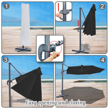 Load image into Gallery viewer, STRONG CAMEL Outdoor 11.5 FT Offset Cantilever Umbrella Solar LED Light Outdoor Patio Market Hanging Umbrella with Cross Base (Black)