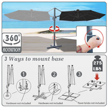 Load image into Gallery viewer, STRONG CAMEL Outdoor 11.5 FT Offset Cantilever Umbrella Solar LED Light Outdoor Patio Market Hanging Umbrella with Cross Base (Black)