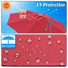 Load image into Gallery viewer, STRONG CAMEL Outdoor 11.5 FT Offset Cantilever Umbrella Solar LED Light Outdoor Patio Market Hanging Umbrella with Cross Base (Burgundy)