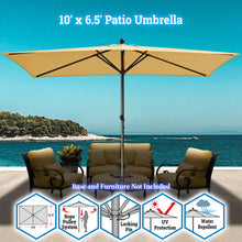 Load image into Gallery viewer, STRONG CAMEL Outdoor Rectangular Umbrella 10'x 6.5' Rope Pulley for Garden Table Parasol Yard Outdoor Backyard Pool Deck Cafe Market with Air Vent