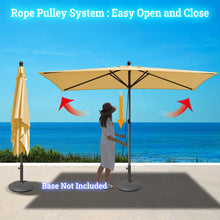Load image into Gallery viewer, STRONG CAMEL Outdoor Rectangular Umbrella 10'x 6.5' Rope Pulley for Garden Table Parasol Yard Outdoor Backyard Pool Deck Cafe Market with Air Vent