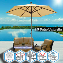 Load image into Gallery viewer, STRONG CAMEL Patio Umbrella 7.5 Ft 6 Ribs Rope Pulley for Garden Table Parasol Yard Outdoor Backyard Pool Deck Cafe Market with Air Vent
