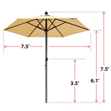 Load image into Gallery viewer, STRONG CAMEL Patio Umbrella 7.5 Ft 6 Ribs Rope Pulley for Garden Table Parasol Yard Outdoor Backyard Pool Deck Cafe Market with Air Vent