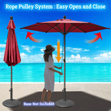Load image into Gallery viewer, STRONG CAMEL Patio Umbrella 8 Ft 6 Ribs Rope Pulley for Garden Table Parasol Yard Outdoor Backyard Pool Deck Cafe Market with Air Vent