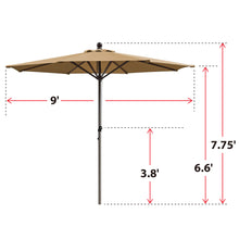 Load image into Gallery viewer, STRONG CAMEL Patio Umbrella 9 Ft 8 Ribs Rope Pulley for Garden Table Parasol Yard Outdoor Backyard Pool Deck Cafe Market with Air Vent