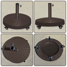 Load image into Gallery viewer, 55lbs Resin Weeled Movable Patio Umbrella Base Weighted Heavy Stand Deck