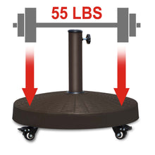 Load image into Gallery viewer, 55lbs Resin Weeled Movable Patio Umbrella Base Weighted Heavy Stand Deck