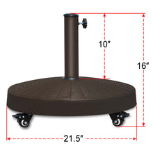 Load image into Gallery viewer, 55lbs Resin Weeled Movable Patio Umbrella Base Weighted Heavy Stand Deck