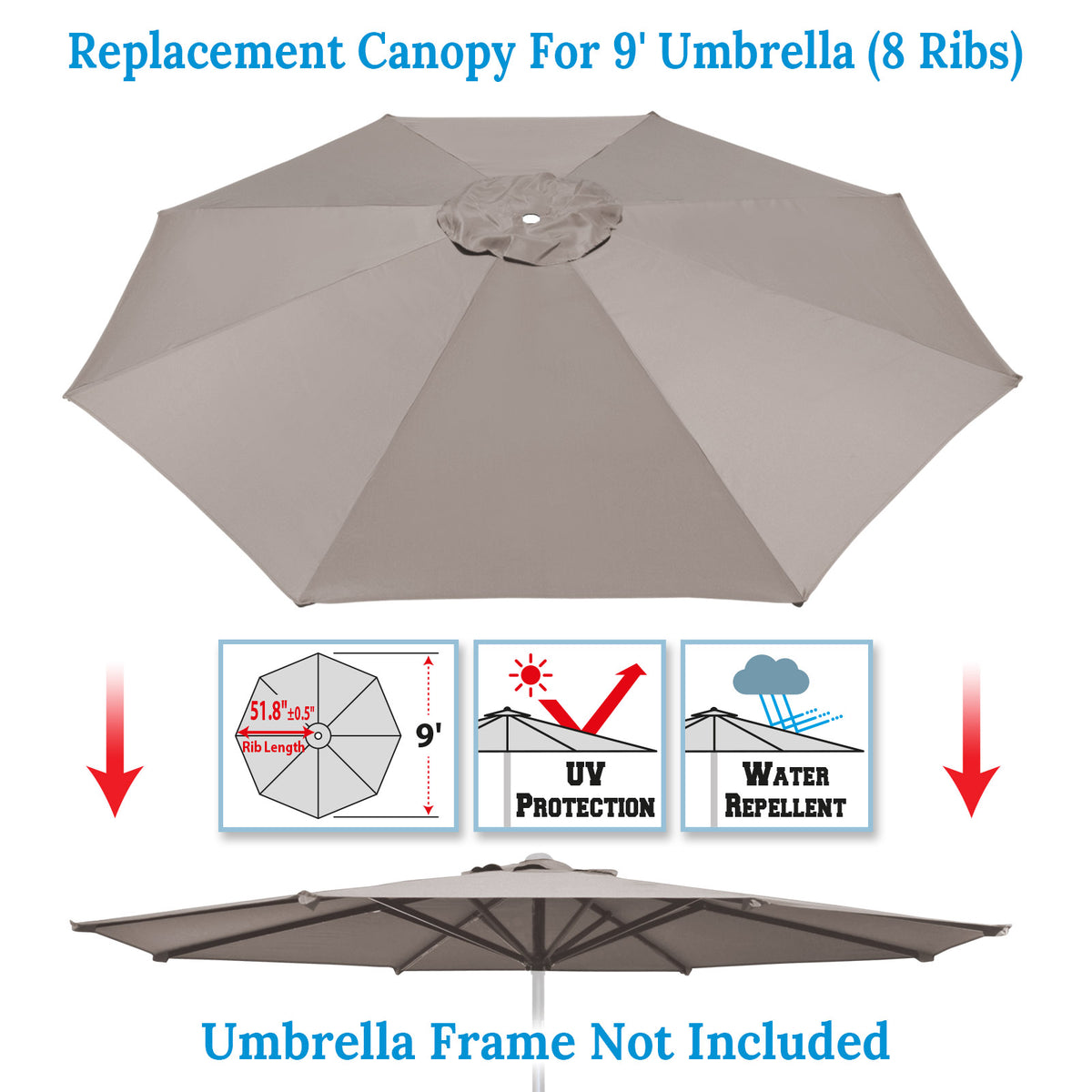 Umbrella Cover Canopy 9ft 8 Rib Patio Replacement Top Outdoor – Sunny Outdoor US Umbrella Cover Canopy 9ft 8 Rib Patio Replacement Top Outdoor – Sunny Outdoor US