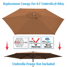 Load image into Gallery viewer, Patio Replacement Canopy 8.2ft 6 Rib Umbrella Cover