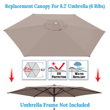 Load image into Gallery viewer, Patio Replacement Canopy 8.2ft 6 Rib Umbrella Cover