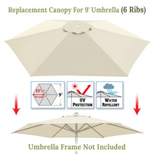 Load image into Gallery viewer, Umbrella Cover Canopy 9ft 6 Ribs Patio Replacement Top Outdoor