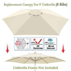 Umbrella Cover Canopy 9ft 6 Ribs Patio Replacement Top Outdoor