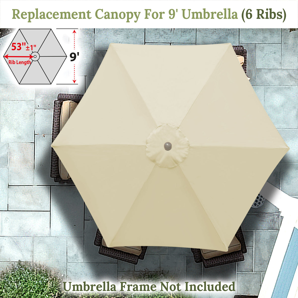 Umbrella Cover Canopy 9ft 6 Ribs Patio Replacement Top Outdoor – Sunny Outdoor US Umbrella Cover Canopy 9ft 6 Ribs Patio Replacement Top Outdoor – Sunny Outdoor US