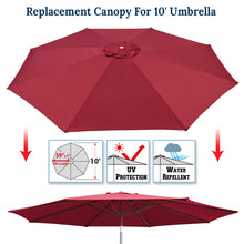 Load image into Gallery viewer, 10' 8 Ribs Patio Umbrella Canopy Top Cover Replacement