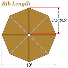 Load image into Gallery viewer, 10' 8 Ribs Patio Umbrella Canopy Top Cover Replacement