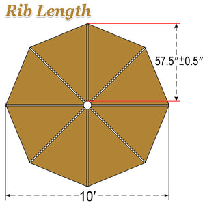 10' 8 Ribs Patio Umbrella Canopy Top Cover Replacement