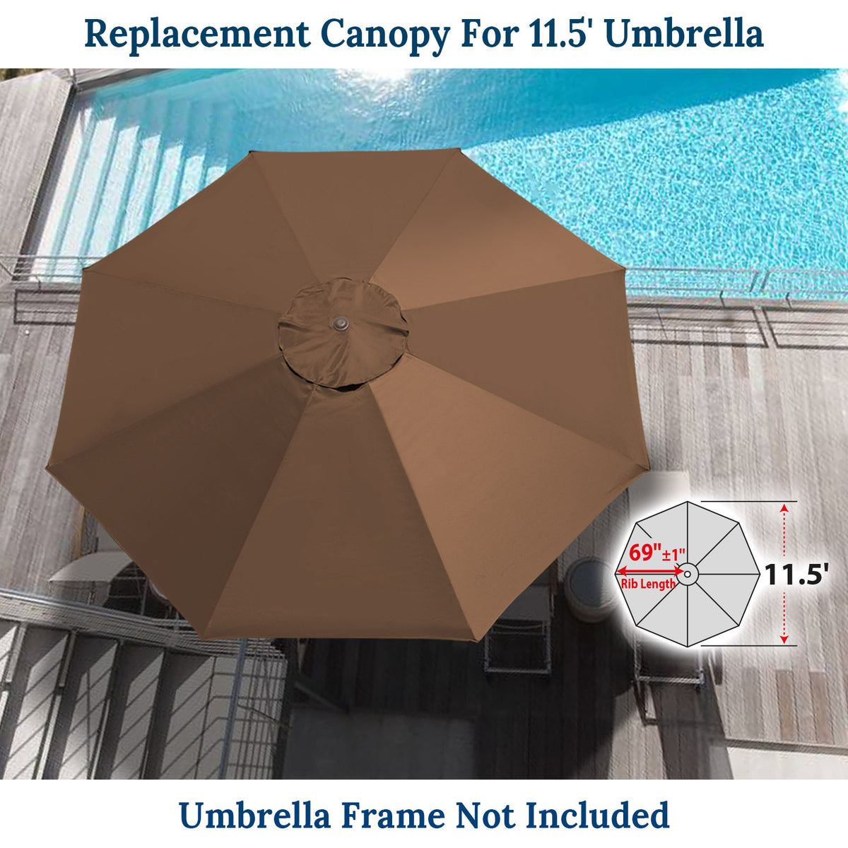 11 ft patio umbrella replacement cover canopy 8 ribs Umbrella Replacement Canopy Cover for 11.5ft 8 Rib Market Outdoor Pati –  Sunny Outdoor US