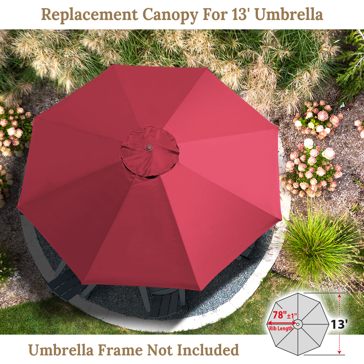 Umbrella Cover Canopy 13ft 8 Rib Patio Replacement Top Outdoor – Sunny Outdoor US Umbrella Cover Canopy 13ft 8 Rib Patio Replacement Top Outdoor – Sunny Outdoor US