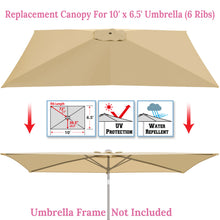 Load image into Gallery viewer, 6-Rib 10'x6.5' Patio Umbrella Replacement Canopy for Outdoor