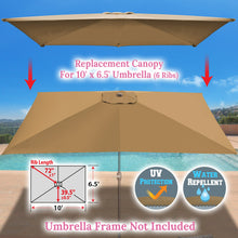Load image into Gallery viewer, 6-Rib 10'x6.5' Patio Umbrella Replacement Canopy for Outdoor