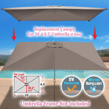 Load image into Gallery viewer, 6-Rib 10'x6.5' Patio Umbrella Replacement Canopy for Outdoor