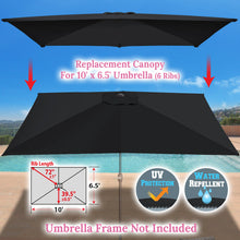 Load image into Gallery viewer, 6-Rib 10'x6.5' Patio Umbrella Replacement Canopy for Outdoor