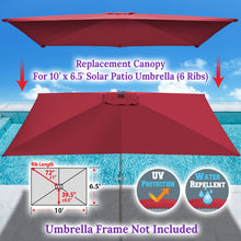 Load image into Gallery viewer, 6-Rib 10'x6.5' Solar Patio Umbrella Replacement Canopy cover for Outdoor