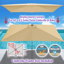 Load image into Gallery viewer, 6-Rib 10'x6.5' Solar Patio Umbrella Replacement Canopy cover for Outdoor