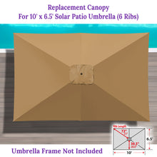 Load image into Gallery viewer, 6-Rib 10'x6.5' Solar Patio Umbrella Replacement Canopy cover for Outdoor