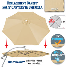 Load image into Gallery viewer, 9ft 8rib Replacement Canopy Cover Patio Solar Hanging Cantilever Umbrella