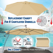Load image into Gallery viewer, 9ft 8rib Replacement Canopy Cover Patio Solar Hanging Cantilever Umbrella