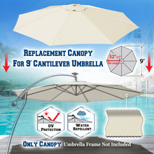 Load image into Gallery viewer, 9ft 8rib Replacement Canopy Cover Patio Solar Hanging Cantilever Umbrella