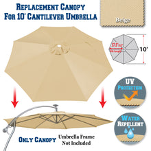 Load image into Gallery viewer, 10ft 8rib Replacement Canopy cover for Solar Cantilever Patio Hanging Umbrella