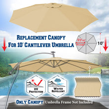 Load image into Gallery viewer, 10ft 8rib Replacement Canopy cover for Solar Cantilever Patio Hanging Umbrella