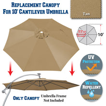 Load image into Gallery viewer, 10ft 8rib Replacement Canopy cover for Solar Cantilever Patio Hanging Umbrella
