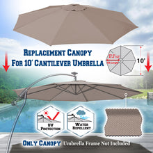 Load image into Gallery viewer, 10ft 8rib Replacement Canopy cover for Solar Cantilever Patio Hanging Umbrella