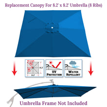 Load image into Gallery viewer, 8.2x8.2ft 8 Ribs Replacement Canopy cover for Square Hanging Solar Umbrella