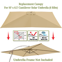 Load image into Gallery viewer, 10'x6.5' Replacement Canopy Cantilever Hanging Patio SolarUmbrella