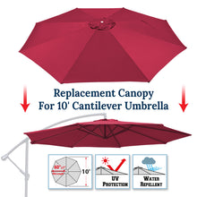 Load image into Gallery viewer, 10ft 8 Rib Canopy Replacement Cover for Patio Hanging Umbrella