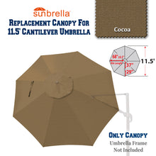 Load image into Gallery viewer, Sunbrella Canopy Replacement Cover for 11.5&#39; FT 8 Ribs Cantilever Roma Umbrella

