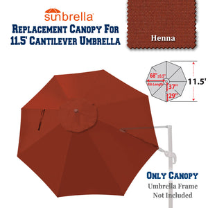 Sunbrella Canopy Replacement Cover for 11.5' FT 8 Ribs Cantilever Roma Umbrella