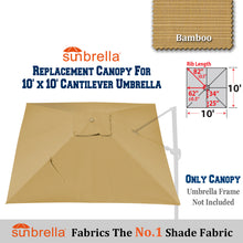 Load image into Gallery viewer, Sunbrella Replacement Canopy Cantilever Umbrellas Cover for 10' x 10' 8 Ribs Roma Umbrella